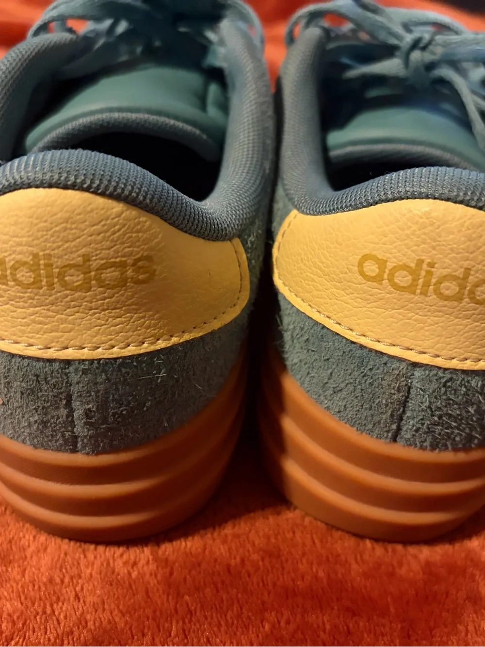 adidas Kids Court Platform Suede Sneakers in Teal with Pink Stripes and Gum Sole